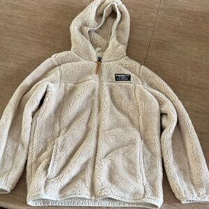 L.L. Bean Kids Cream Sherpa Zip Hoodie